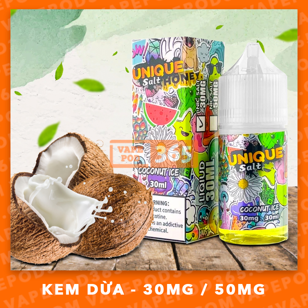 Bán Tinh Dầu Unique Salt Coconut Ice Juice Vị Kem Cốt Dừa