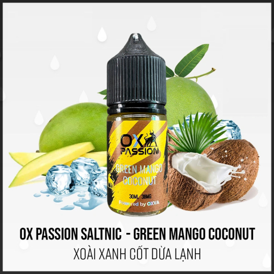 OX PASSION Vị Mới Xoài Xanh Cốt Dừa 30ml - Tinh Dầu Salt Nic OXVA 38/58ni Green Mango Coconut