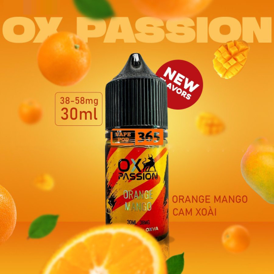 OX PASSION Vị Mới Cam Xoài 30ml - Tinh Dầu Salt Nic OXVA 38/58ni Orange Mango