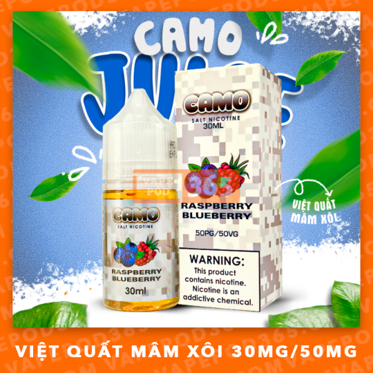 CAMO JUICE SALT NIC - Raspberry Blueberry ( Việt Quất Mâm Xôi )