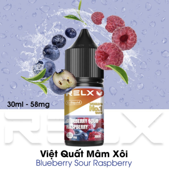 Juice RELX Salt Nic 30ml Việt Quất Mâm Xôi - Blueberry Sour Raspeberry