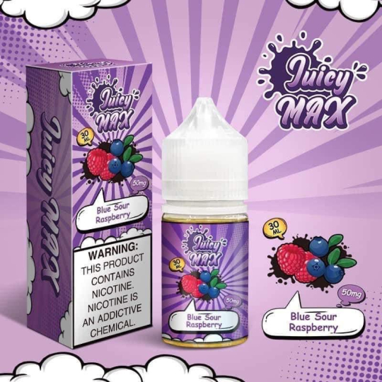 JUICY MAX Blue Sour Raspberry - Việt Quất Mâm Xôi Salt Nic