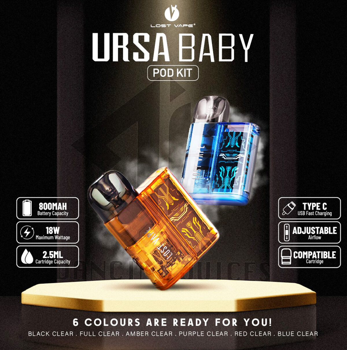 Lostvape - URSA BABY - Pod Kit sẽ tự động nhận diện điển trở coil và đảm bảo công suất đầu ra ổn định. Bên cạnh đó chiếc pod còn làm hài lòng bạn với thanh trượt kiểm soát luồng gió hiệu quả, MTL chặt chẽ cho đến RDL tốt nhất 