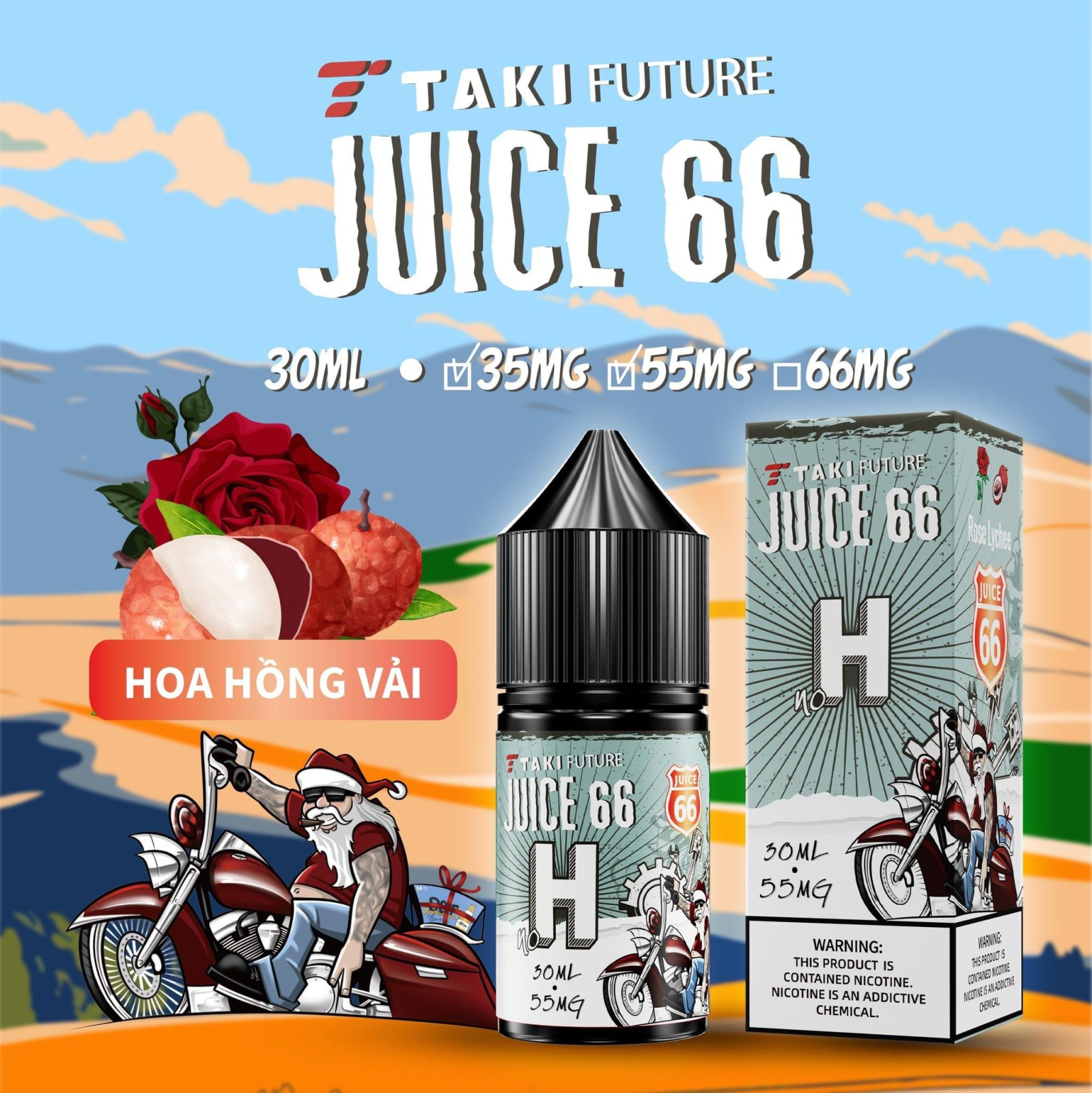 TAKI JUICE 66 H Hoa Hồng Vải 35/55mg 30ml - Take Juice 66 H