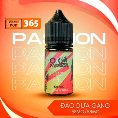 OX PASSION Vị Mới Đào Dưa Gang Lạnh 30ml - Tinh Dầu Salt Nic OXVA 38/58ni Peach Melon Ice
