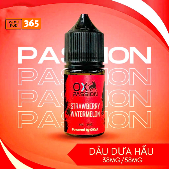 OX PASSION Dưa Hấu Dâu 30ml - Tinh Dầu Salt Nic OXVA 38/58ni Strawberry Watermelon