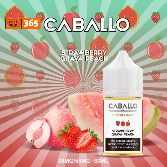 CABALLO Salt Nic Dâu Ổi Đào - Strawberry Guava Peach 30ml 38/58mg