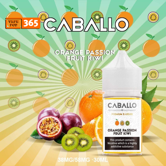CABALLO Salt Nic Cam Chanh Dây Kiwi - Orange Passion Fruit Kiwi 30ml 38/58mg